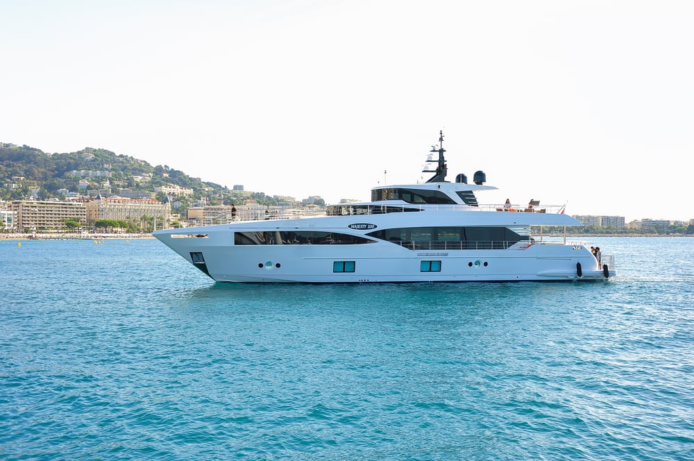 Majesty 100 as it enters Cannes Yachting Festival