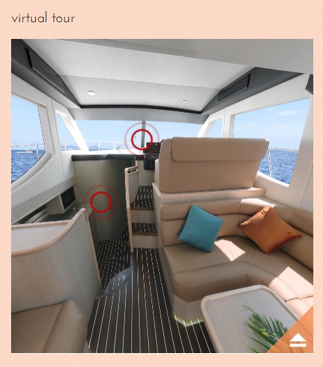 大羚羊43飞桥型游艇主甲板区域虚拟之旅的屏幕截屏