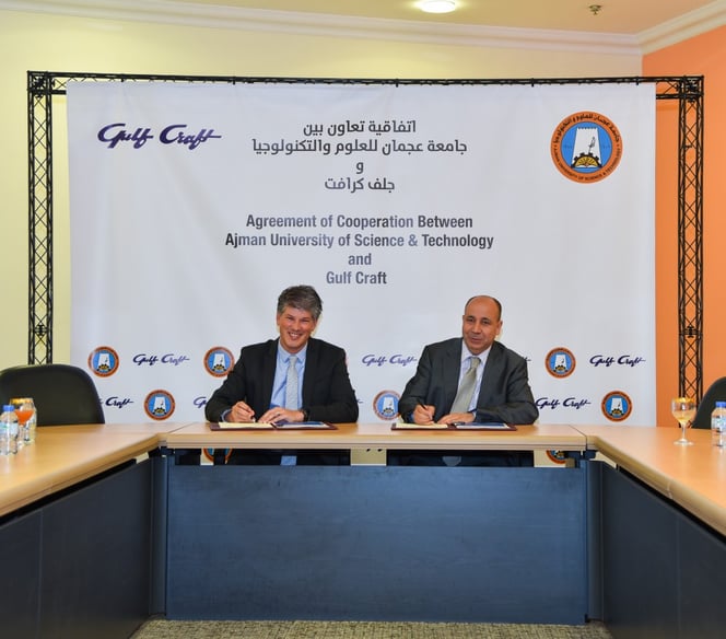 Erwin Bamps CEO of Gulf Craft and Professor Ahmed Ankit of AUST