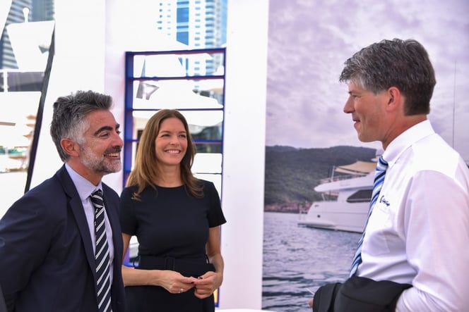 Erwin Bamps (CEO of Gulf Craft), receiving Engel and Volkers at the recent Dubai International Boat Show