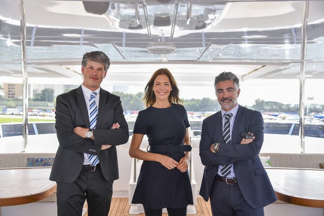 Gulf Craft and Engel and Volkers officials at the Dubai International Boat Show 2016
