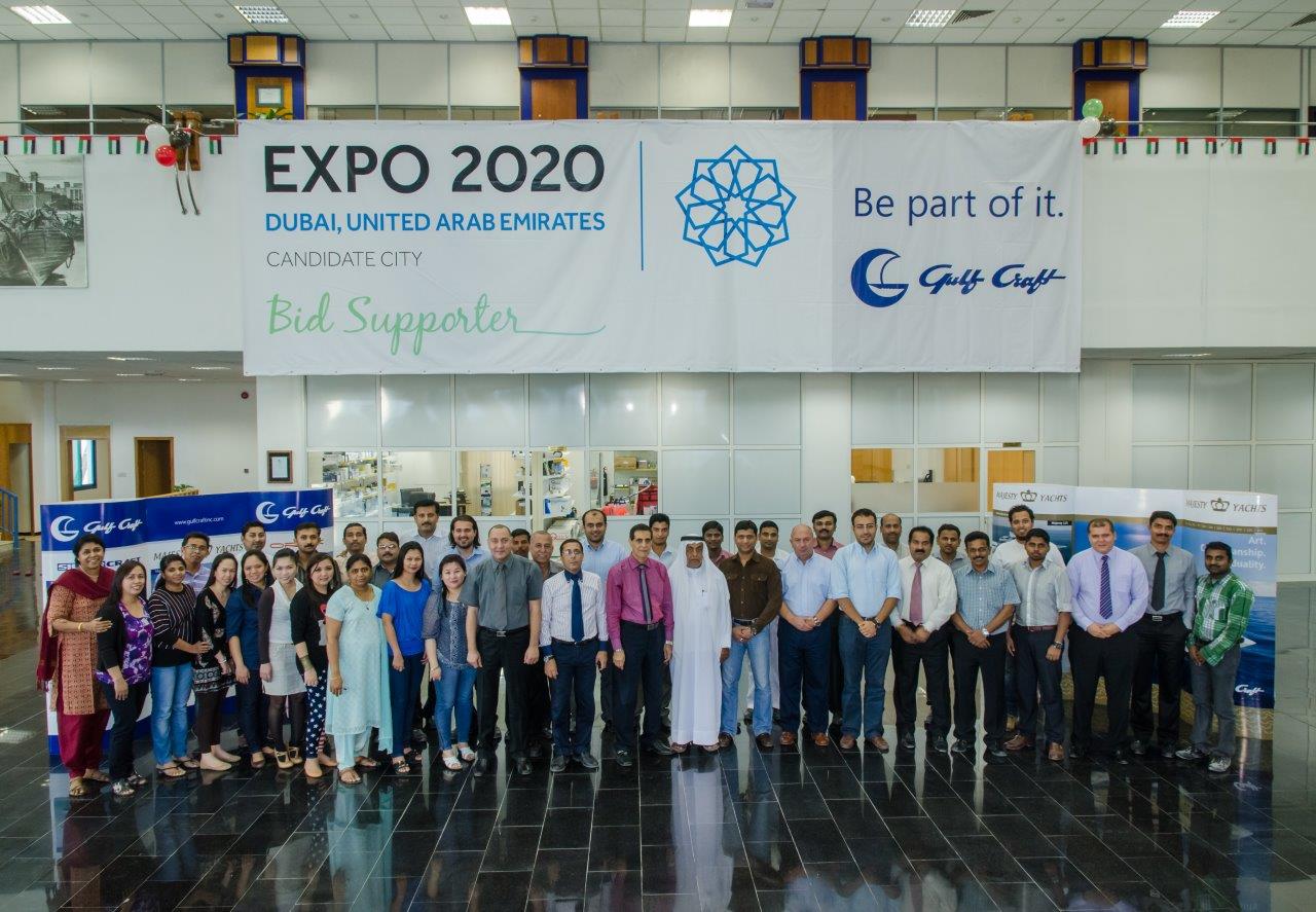 Gulf-Craft-headquarters-in-Ajman-congratulating-Dubai-Expo-2020-win1