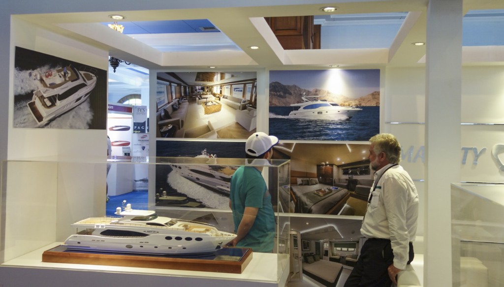 Крытый стенд компании на выставке яхт в Индонезии в прошлом году. В этом году компания Gulf Craft будет представлена на морской территории яхтой Majesty 105.
