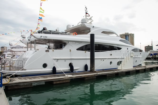 The Majesty 121 was the largest superyacht on display at the show.