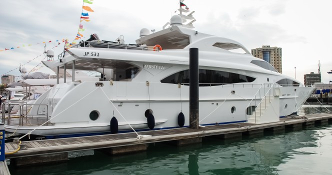 The Majesty 121 was the largest superyacht on display at the show. 