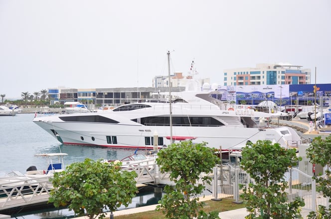 Majesty 122 at the Amwaj Marina Boat Show 2015