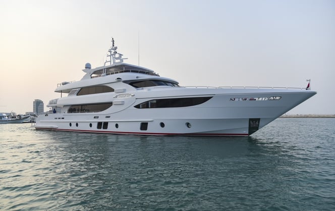 Majesty 135 arrives in Lusail Marina Doha, Qatar