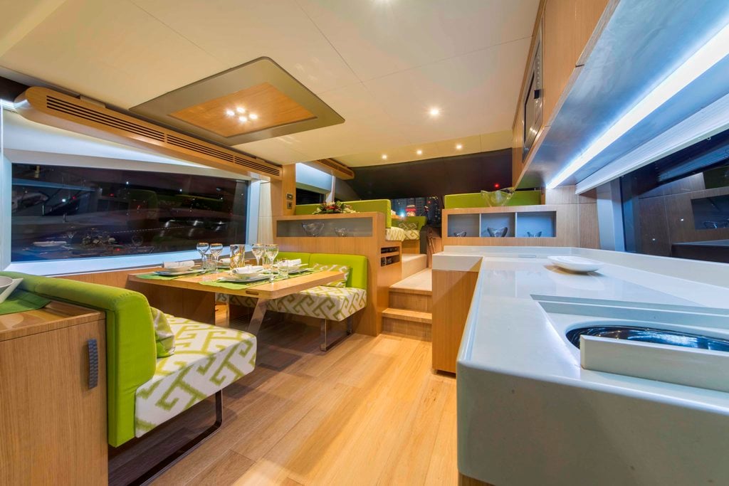 Authority of 48 yachts dining room and kitchen