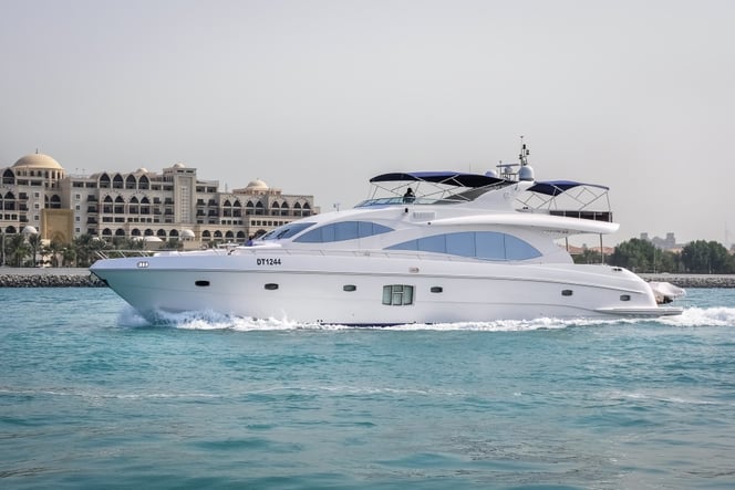 Majesty 88 being chartered in Dubai by Tirena Boats