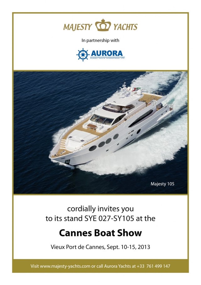 Majesty Yachts e-invite to Cannes Boat Show