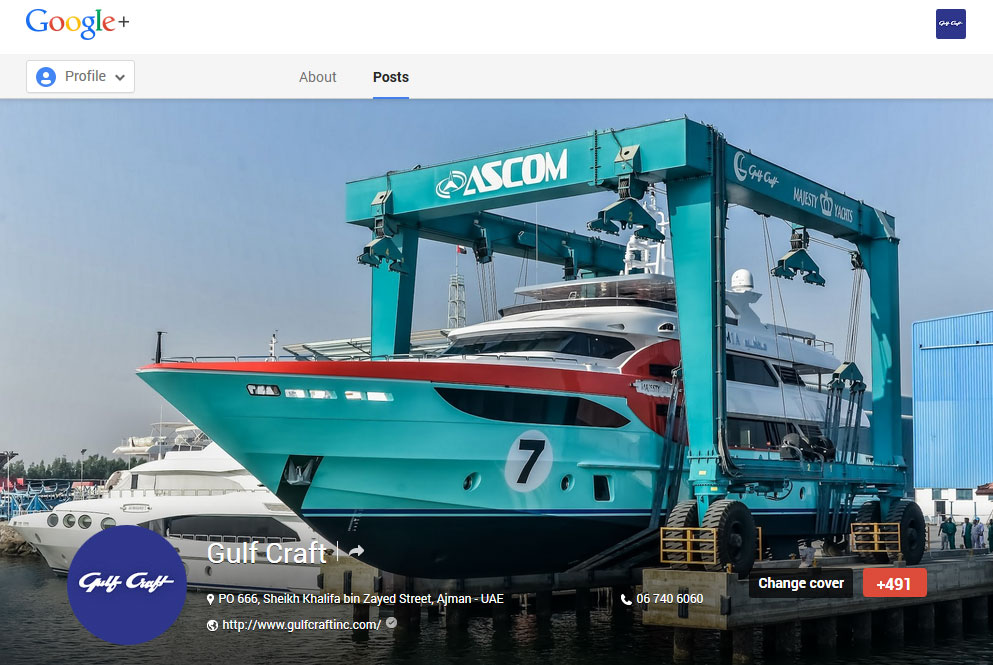 Присутствие Gulf Craft в Google+