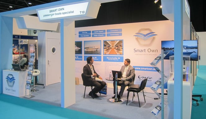 Abdul Gaffar with guest at the Seatrade Offshore Marine & Workboats 2015
