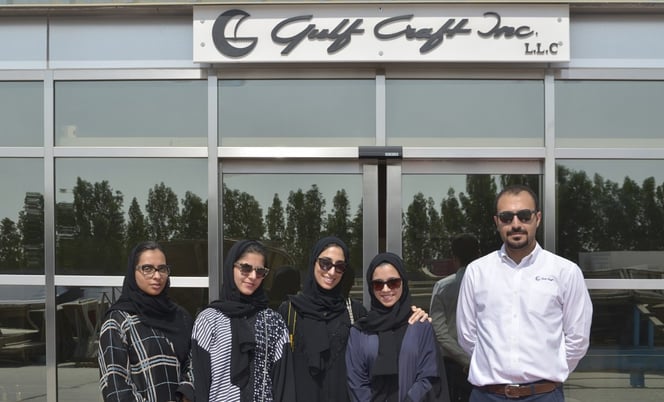 Students visit the Majesty Yachts shipyard with Mahmoud Itani, Marketing Manager