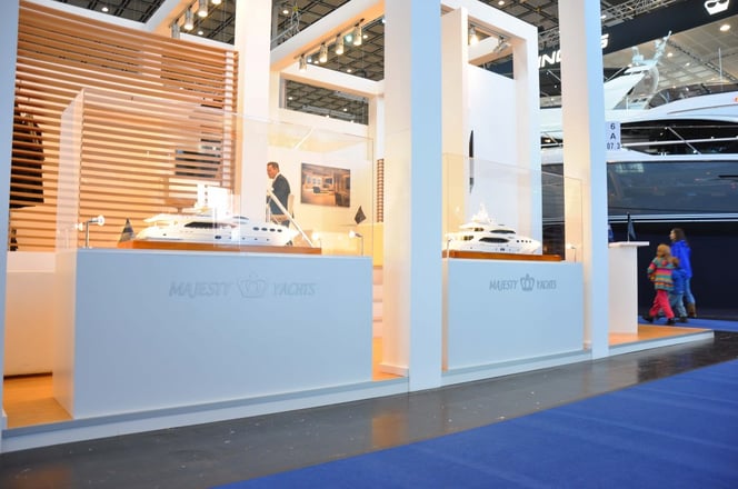 Miniature models of the Majesty Yachts models shown in Dusseldorf Boat Show 2014