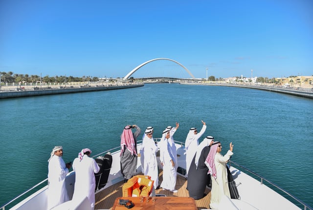Visitors onboard the Nomad 75 while cruising through Dubai Canal.jpg