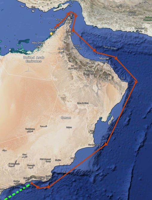 Nomad 75 SUV Dubai Moon route to Salalah, Oman